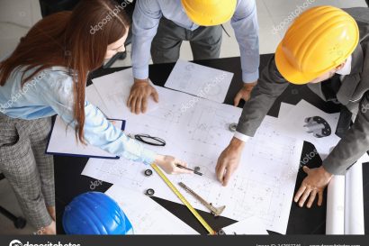 Group of engineers working in office